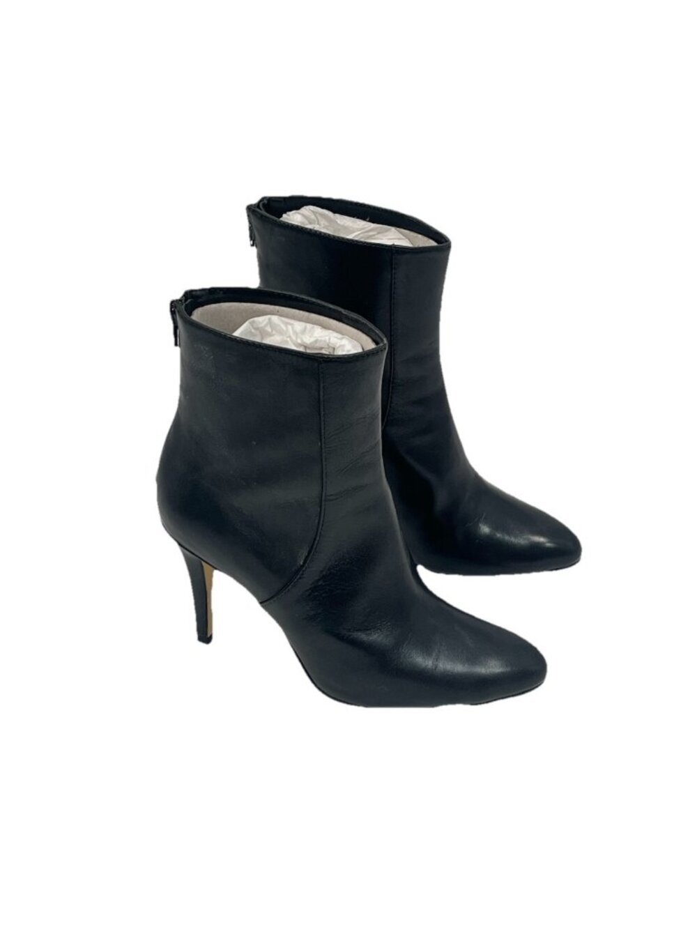 Vaneli Cherita Black Nappa Leather Ankle Boots W 7.5 Stiletto Heel Zip Booties